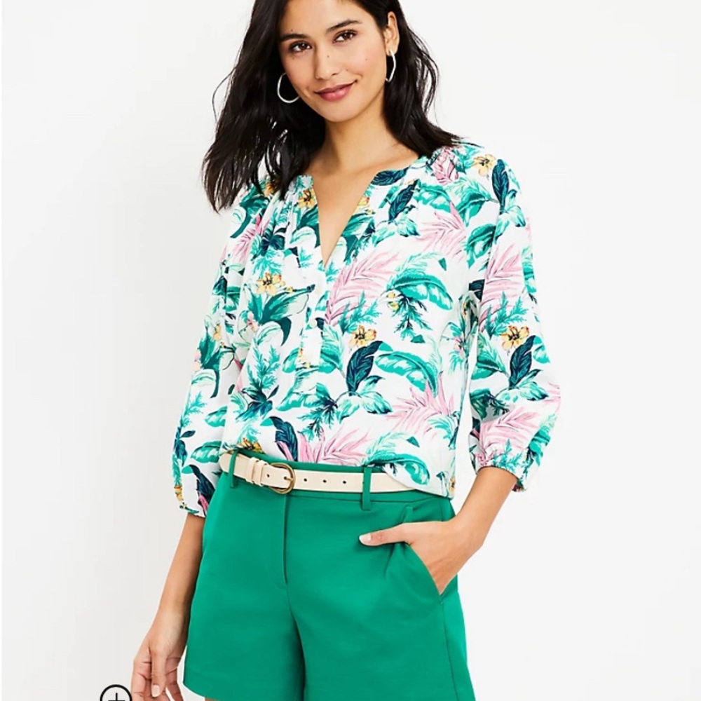 Loft‎ botanical popover henley shirt small